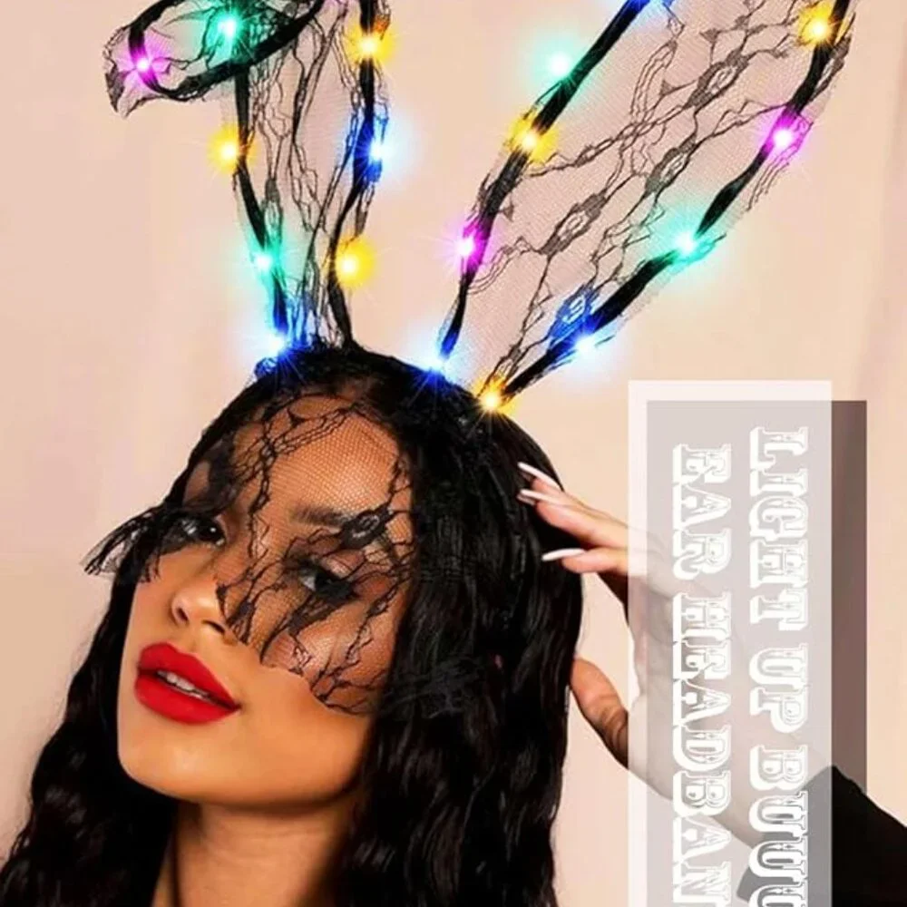 Lace Bunny Ears Light up Headband Halloween